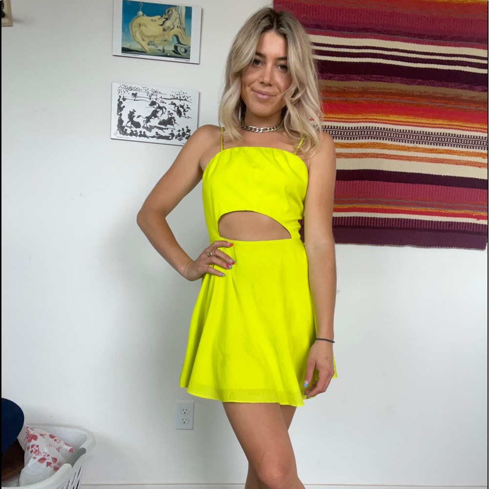Neon yellow cut out dress Naven